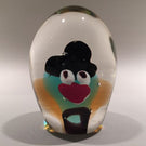 Vintage Murano Art Glass Paperweight Unusual Encased Clown Bust