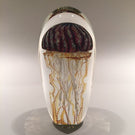 Signed 6" Satava Art Glass paperweight Purple Ribbed Jellyfish Sculpture