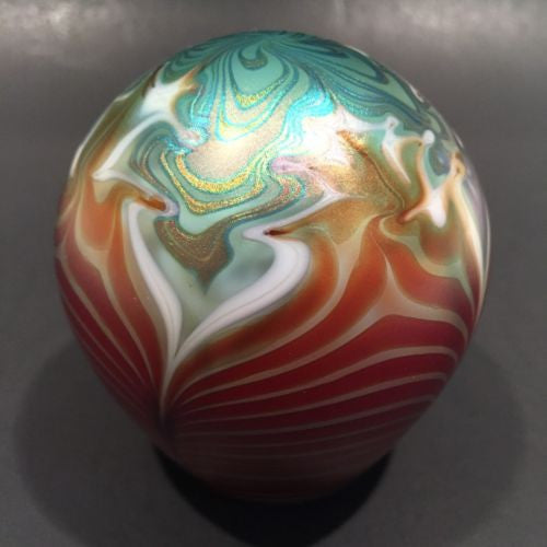Early Vandermark Merrit Art Glass Paperweight Iridescent Art Nouveau Style
