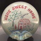 Huge 4" Antique Millville Art Glass Paperweight Colors Frit "Home Sweet Home"