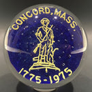 Vintage Art Glass Frit Paperweight Concord Ma American Revolution Bicentennial