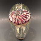 Signed 6" Satava Art Glass paperweight Purple Ribbed Jellyfish Sculpture