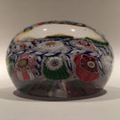 Rare Antique Clichy Art Glass Paperweight Blue Barber Pole Chequer Millefiori
