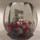 Antique Bohemian Art Glass Paperweight Melon Faceted Lion Sulphide