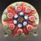 Vintage Strathearn Art Glass Paperweight Doorknob Twists & Millefiori On Orange