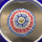 Murano Art Glass Paperweight Double Overlay Millefiori Flower Silhouette Cane