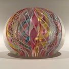 Vintage Murano Art Glass Paperweight Colorful Latticino Crown