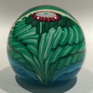 Vintage Fratelli Toso Murano Art Glass Paperweight Blue & Green Crown