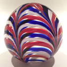 Vintage American MMA Art Glass Paperweight Red White Blue Marbrie