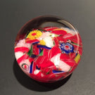 Vintage Chinese Art Glass Paperweight End Of Day Scramble Twists & Millefiori