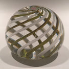 Vintage Pairpoint Art Glass Paperweight Green White Swirl Clichy Rose Millefiori