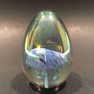 Signed Mt. St. Helens Ash MSH Art Glass Paperweight Purple Iridescent Egg