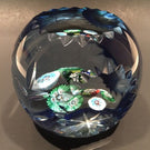 Vintage Murano Art Glass Paperweight Millefiori Blue Flash Fancy Cut Faceting