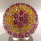 Vintage Murano Art Glass Paperweight Concentric Millefiori On White