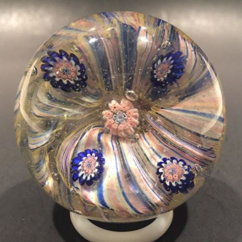Antique German Silesia/Thuringia Art Glass Paperweight Millefiori Twist Basket