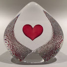 Signed Mats Jonasson Swedish Art Glass Paperweight Valentine's Day Heart Gift