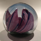 High Quality Studio Art Glass Paperweight Purple Crimped Tulip On Green