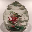 Early 1930's Chinese Faceted Art Glass Paperweight Painted Sulphide Caged Birds