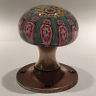 Vintage Strathearn Art Glass Paperweight Doorknob Twists & Millefiori On Green