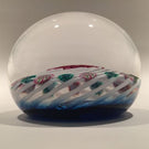 Signed Peter Holmes Selkirk Art Glass Paperweight millefiori floral White Spiral