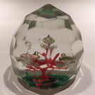 Early 1930's Chinese Faceted Art Glass Paperweight Painted Sulphide Caged Birds