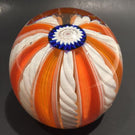 Vintage Fratelli Toso Murano Art Glass Paperweight Millefiori Orange White Crown