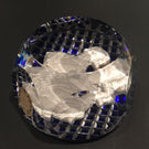 Vintage Baccarat Art Glass Paperweight Lafayette Sulphide Diamond Cut Blue base