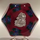 Vintage Saint Louis Art Glass Paperweight Amour Sulphide Lampworked Flowers