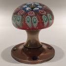 Vintage Strathearn Art Glass Paperweight Doorknob Twists & Millefiori On Orange