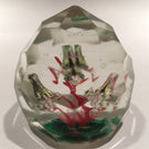 Early 1930's Chinese Faceted Art Glass Paperweight Painted Sulphide Caged Birds