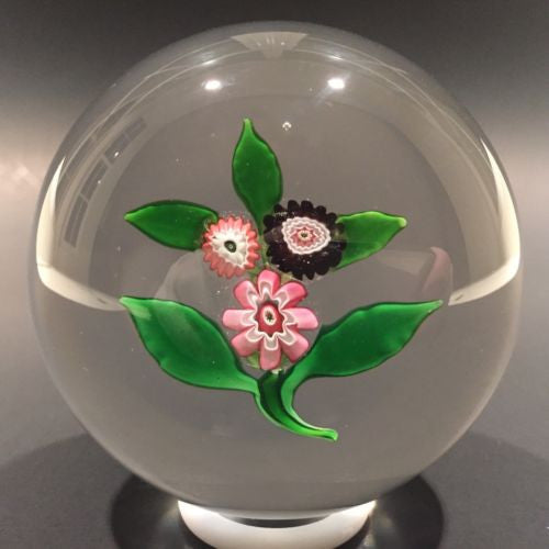 Large Antique Clichy Art Glass Paperweight Complex Millefiori Nosegay Bouquet