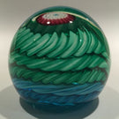 Vintage Fratelli Toso Murano Art Glass Paperweight Blue & Green Crown