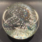 Signed Tom Philabaum Modern Art Glass Paperweight Dichroic Bubble Twist