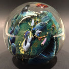 Signed Josh Simpson Art Glass Paperweight Complex Inhabited Planet
