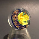 Handmade Al Janelle Art Glass Marble Lampworked Yellow Flower Marble
