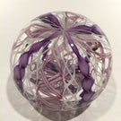 Vintage Signed Murano Art Glass Paperweight Purple & White Crown