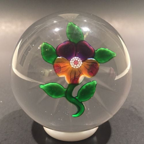 Antique Dupont Baccarat Art Glass Paperweight Detailed Lampworked Pansy