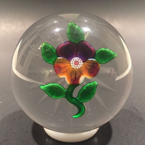 Antique Dupont Baccarat Art Glass Paperweight Detailed Lampworked Pansy
