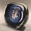 Signed Paul Harrie Art Glass Paperweight Faceted Concentric Rings Disk Sculpture