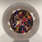 Unusual Bohemian Art Glass Paperweight Fancy Cut White Overlay Multicolor Bubble