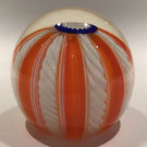 Vintage Fratelli Toso Murano Art Glass Paperweight Millefiori Orange White Crown