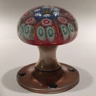Vintage Strathearn Art Glass Paperweight Doorknob Twists & Millefiori On Orange