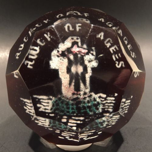 Antique American Art Glass Frit Paperweight Faceted Rock of Ages