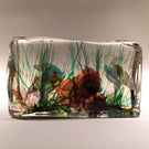 Huge Vintage Murano Cenedese Art Glass Paperweight Fish Aquarium Block Sculpture