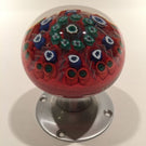 Vintage Strathearn Art Glass Paperweight Doorknob Twists & Millefiori On Red