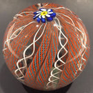 Vintage Murano Art Glass Paperweight Daisy Millefiori Latticino Twist Crown