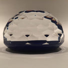 Vintage Saint Louis Art Glass Paperweight Etched Flowers & Multifaceted Dome