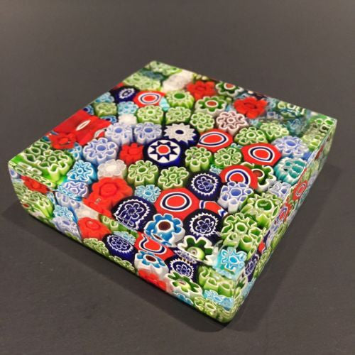 Modern Signed Murano Art Glass Paperweight Close Packed Millefiori Block
