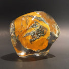 Signed Modern American Studio Art Glass Paperweight Orange Bubble Design