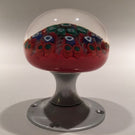 Vintage Strathearn Art Glass Paperweight Doorknob Twists & Millefiori On Red